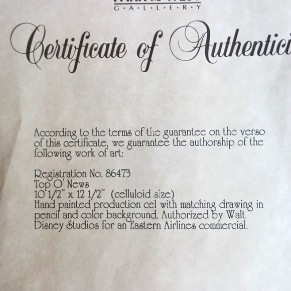 Disney hand painted production cell with matching pencil drawing,Eastern Airline - Picture 7 of 16